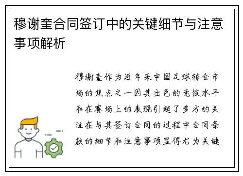 穆谢奎合同签订中的关键细节与注意事项解析
