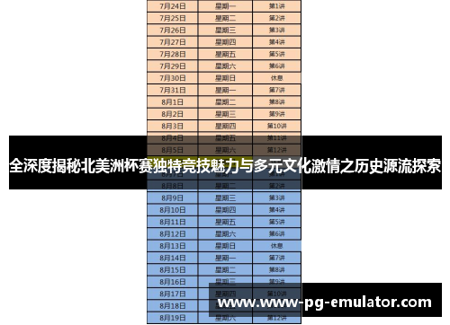 全深度揭秘北美洲杯赛独特竞技魅力与多元文化激情之历史源流探索