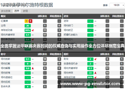 全面掌握法甲联赛决赛时间的权威查询与实用操作全方位详尽指南宝典